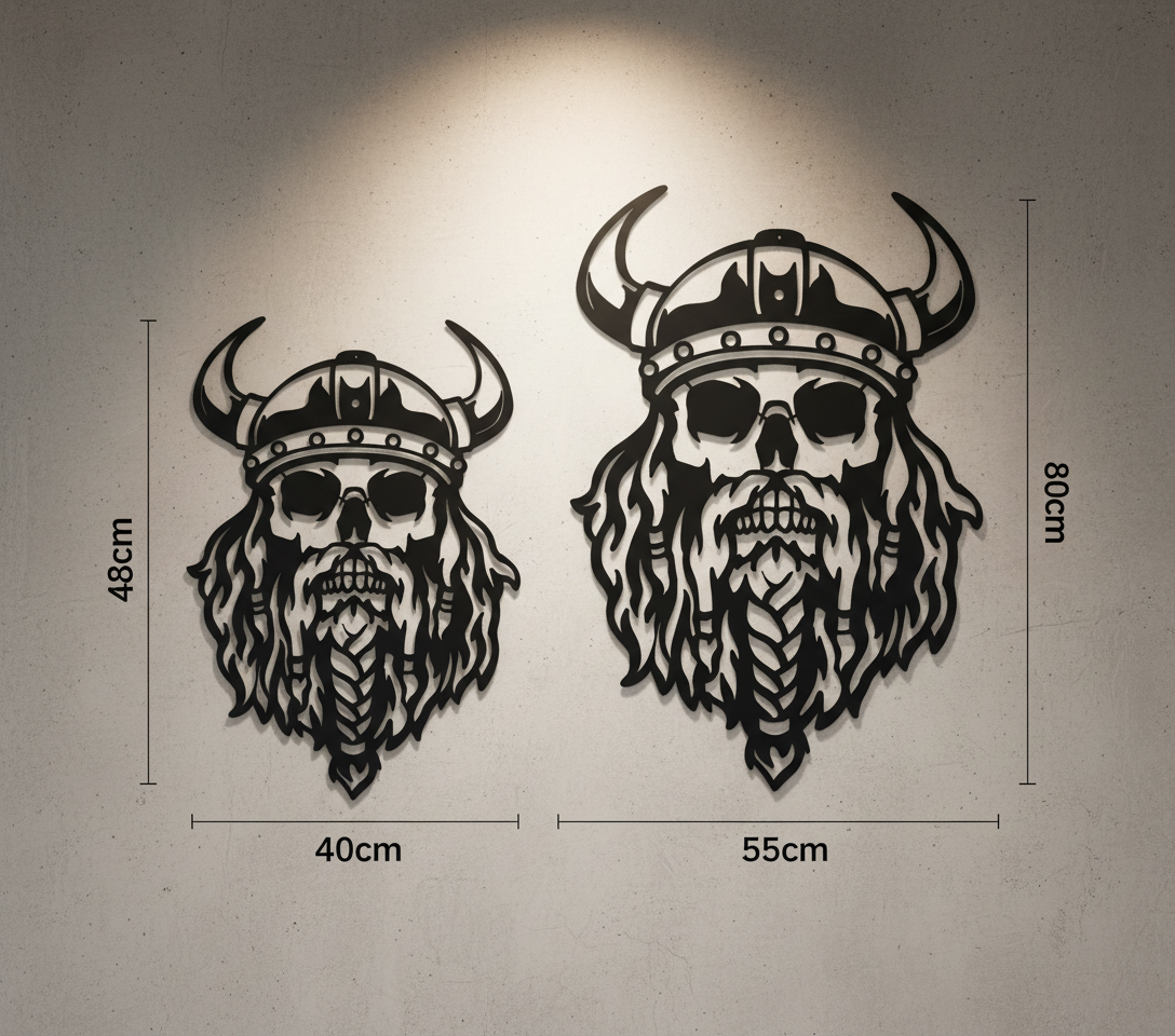 Black Metal Viking Skull Wall Art, Nordic Decor