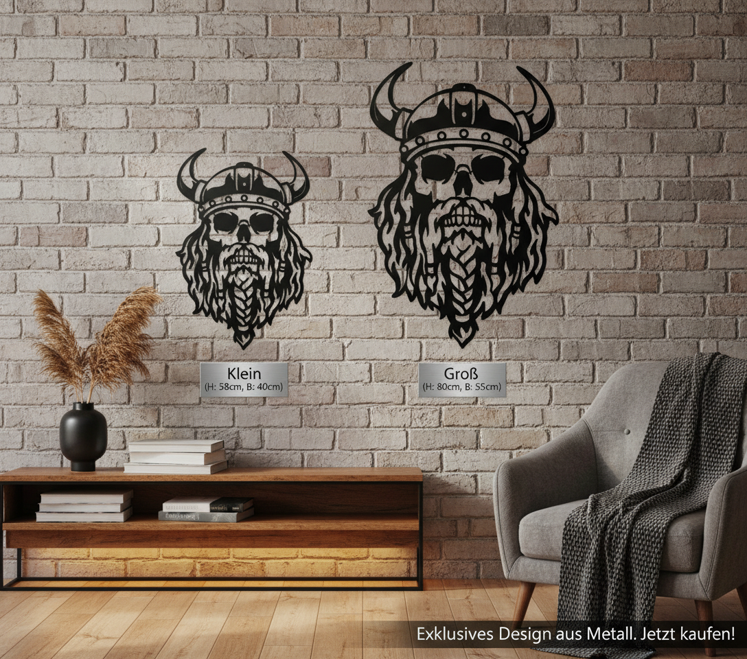 Black Metal Viking Skull Wall Art, Nordic Decor