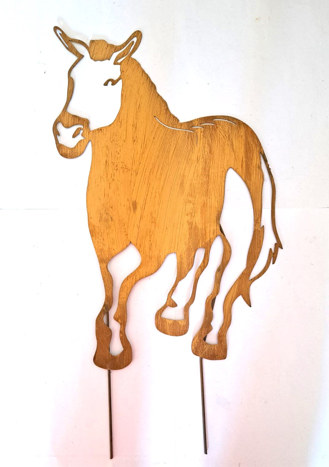 Rustic Metal Donkey Garden Stake – Weathered Steel Farmhouse Decor