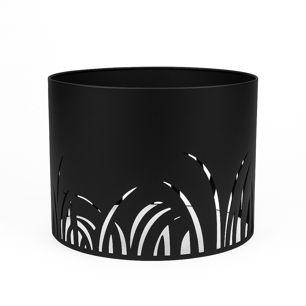 Steel Planter Cover with Grass Motif