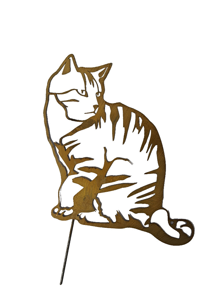 Rustic Steel Cat Garden Art – Handmade Metal Silhouette