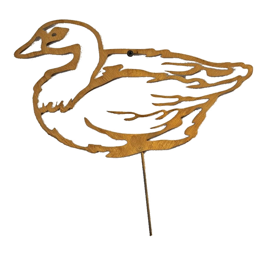 Rustic Steel Duck Sculpture, Corten Effect, Garden Art
