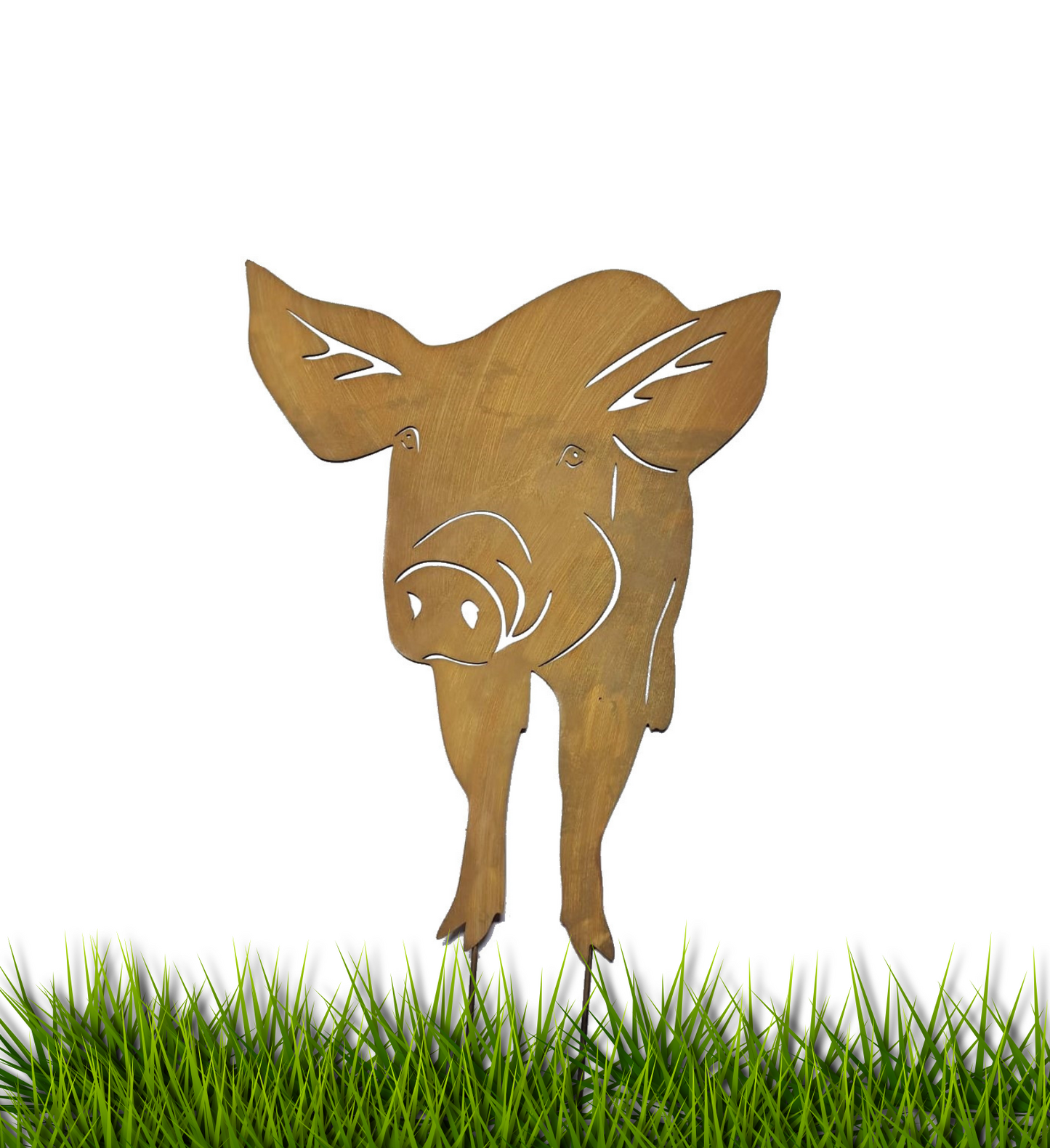 Rustic Metal Pig Garden Stake – Weathered Rust Farmhouse Decor