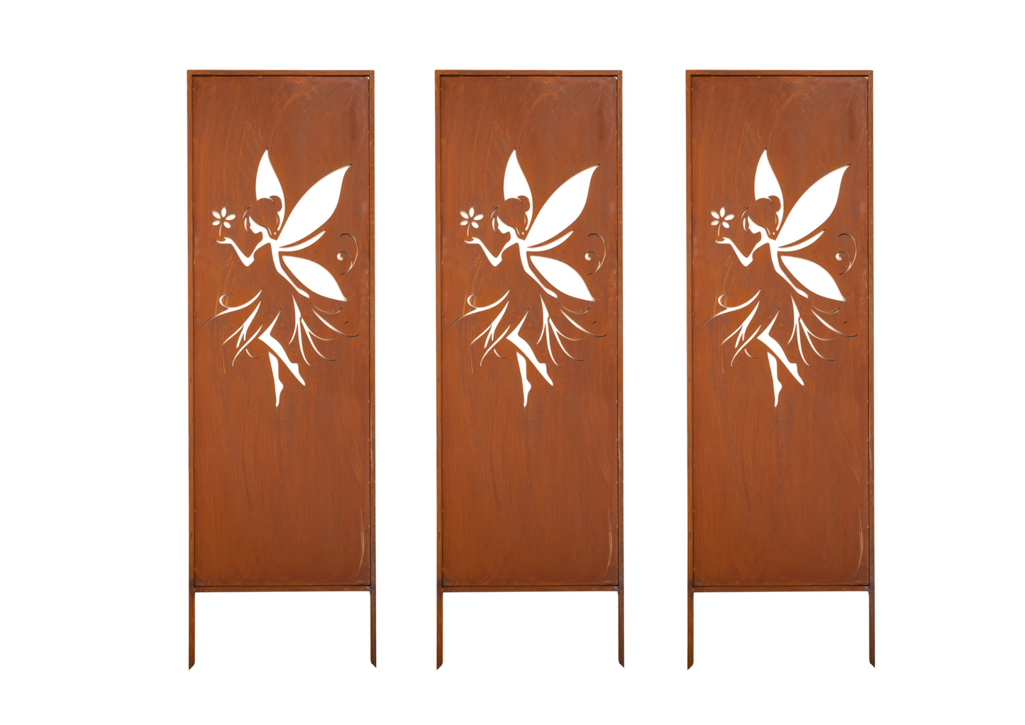 Rusty Steel Fairy Garden Screen – Decorative Metal Privacy Panel for Outdoor & Patio Corten Effect