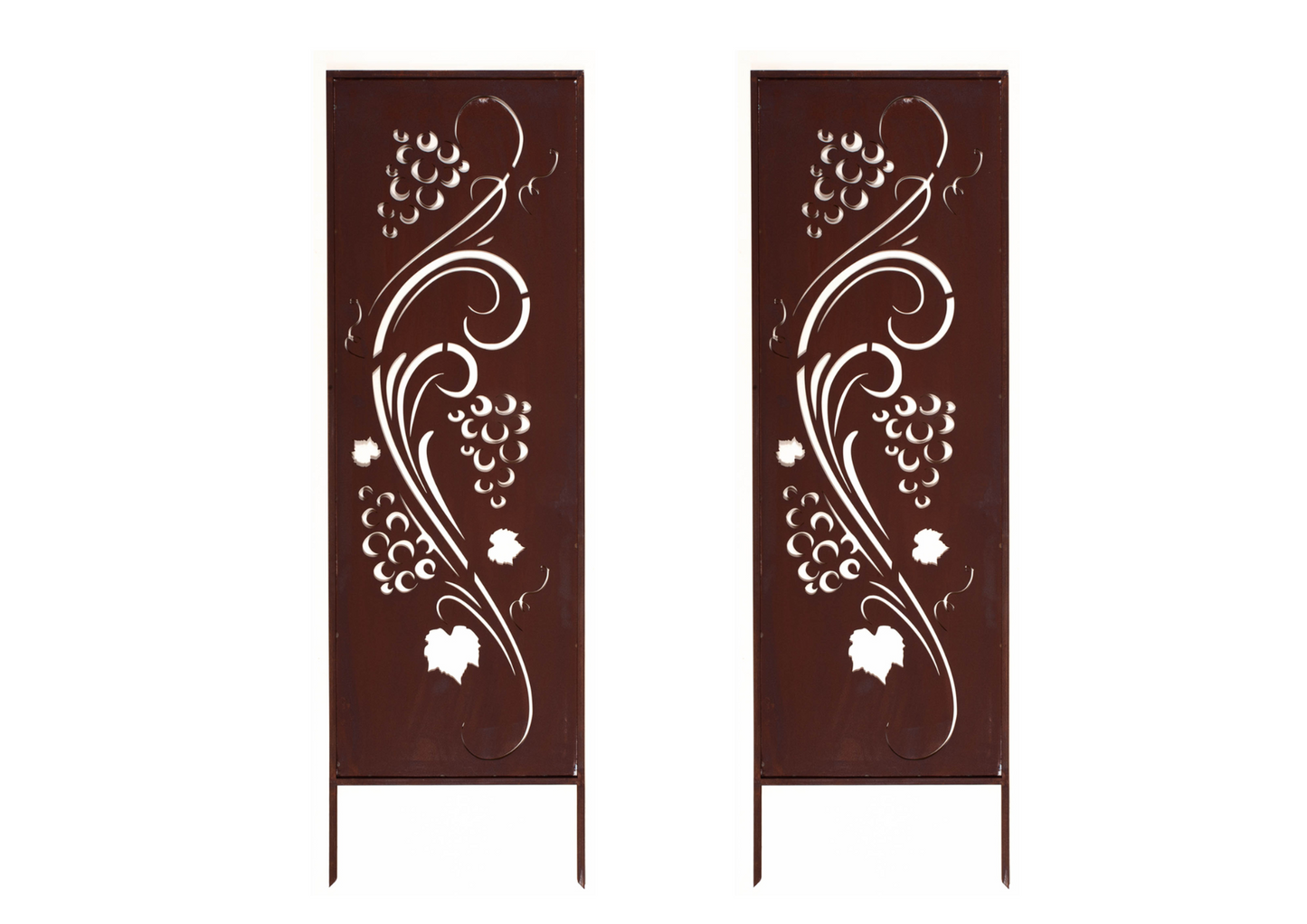 Rustic Metal Garden Screen – Corten Effect Steel Privacy Panel with Vine Cutouts