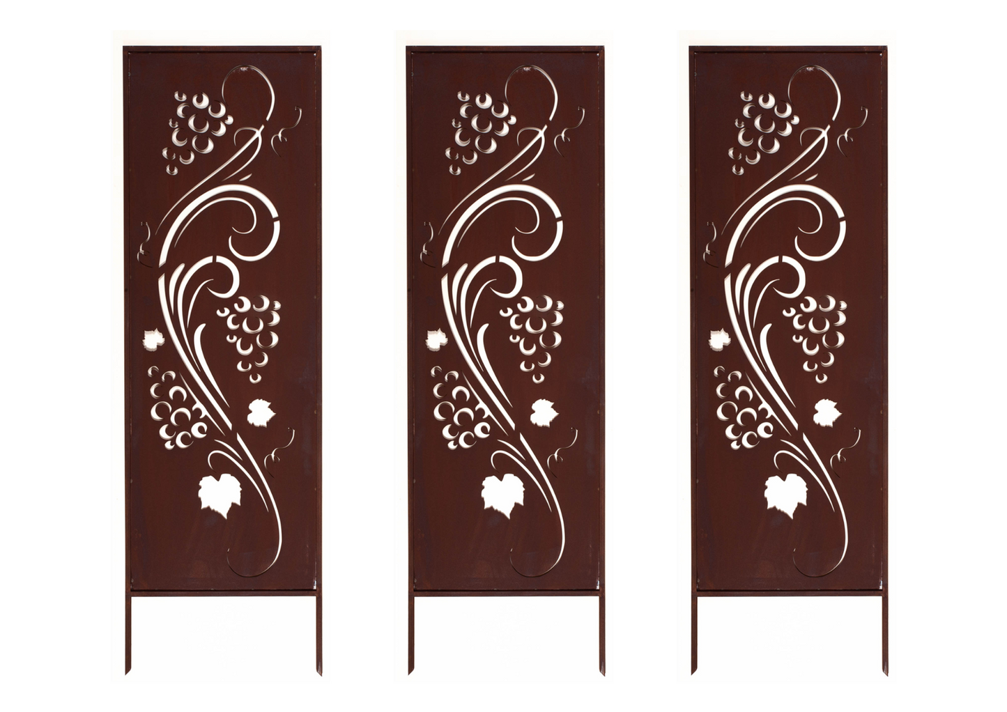 Rustic Metal Garden Screen – Corten Effect Steel Privacy Panel with Vine Cutouts