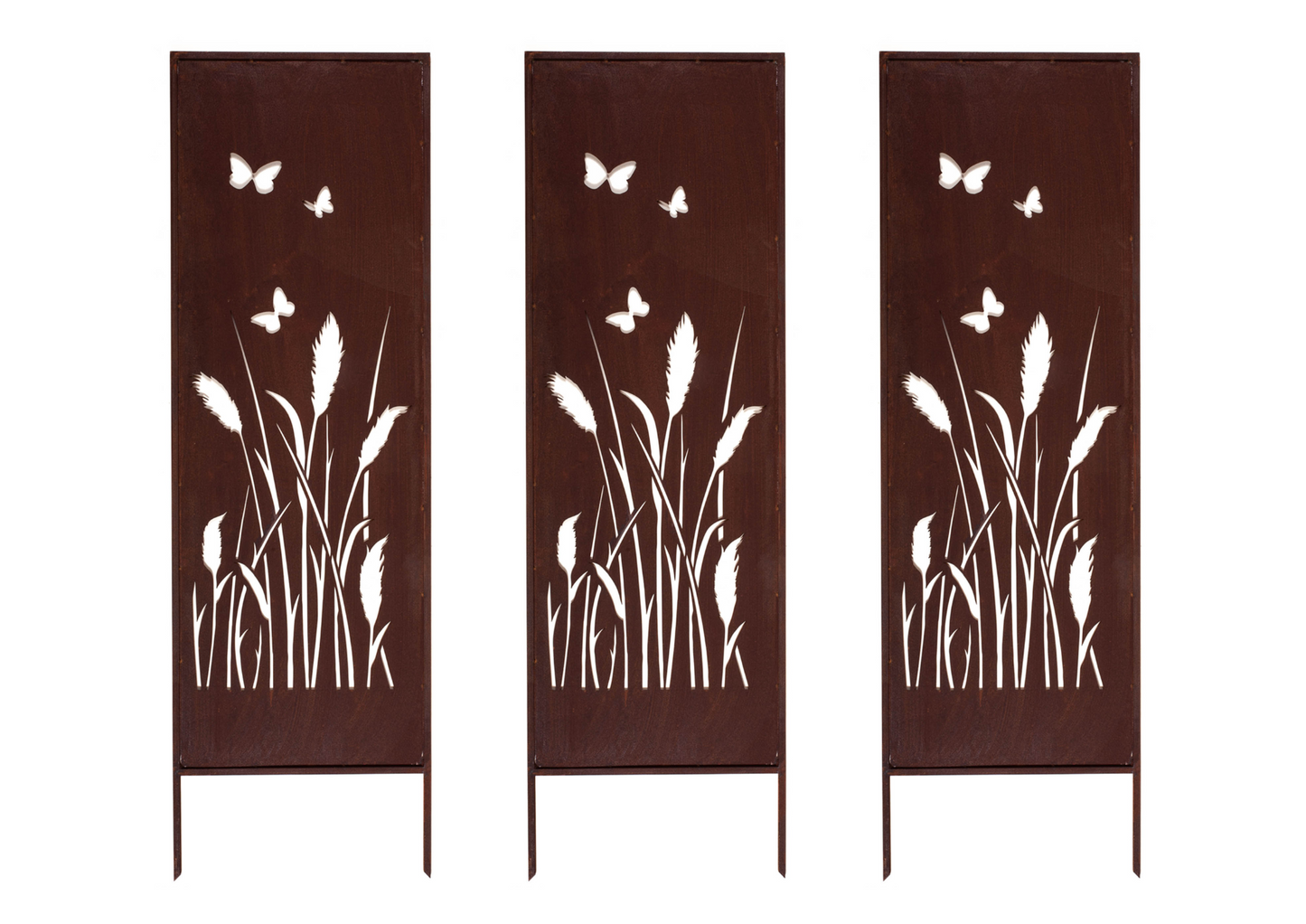 Rustic Metal Garden Screen – Corten Effect Steel Privacy Panel with Wildflower Meadow