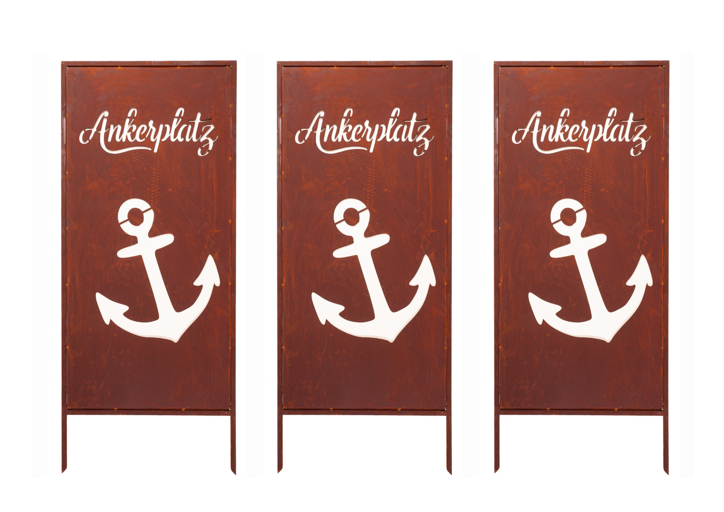 Rustic Metal Garden Screen – Corten Effect Steel Privacy Panel with Anchor