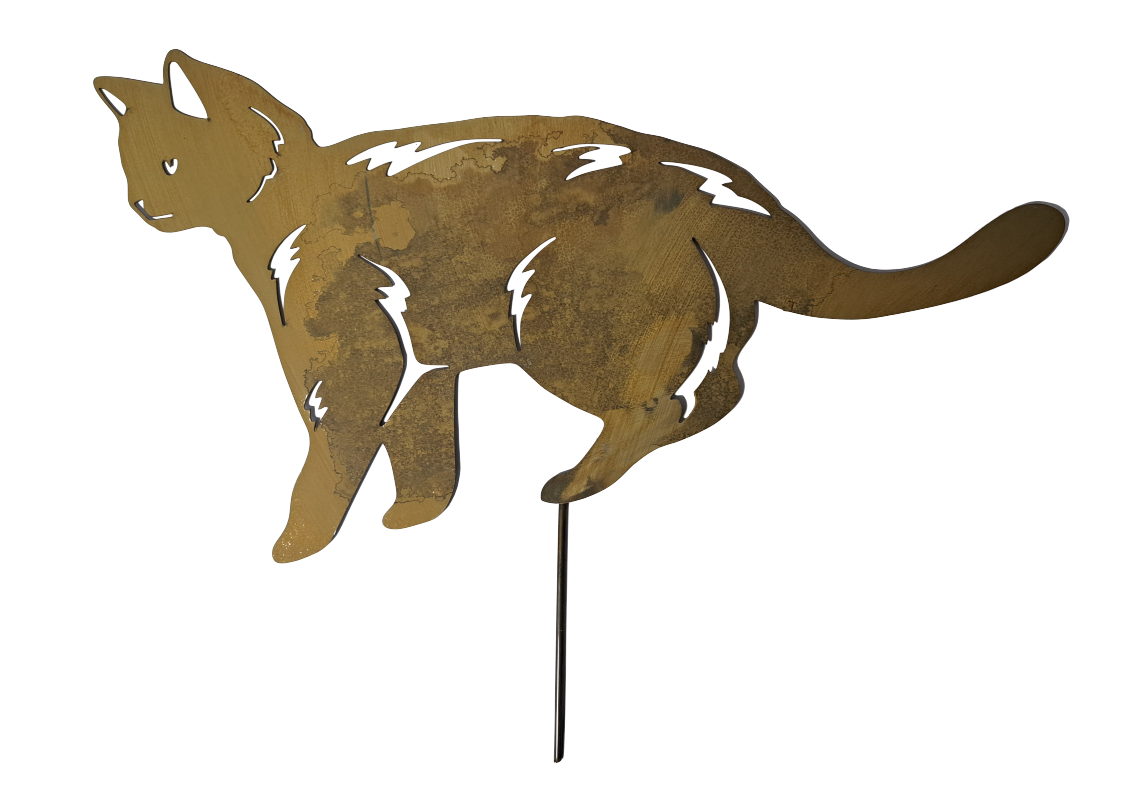 Rustic Steel Cat Garden Art – Handmade Metal Silhouette