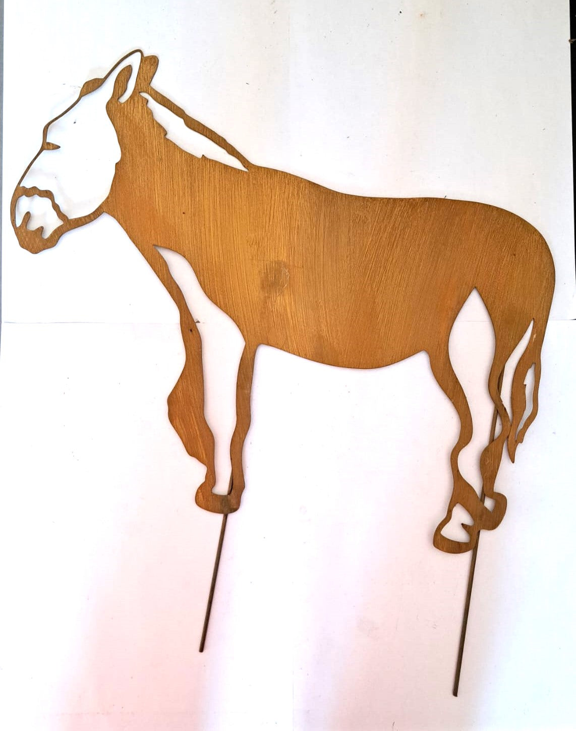 Rustic Metal Donkey Garden Stake – Weathered Steel Farmhouse Decor