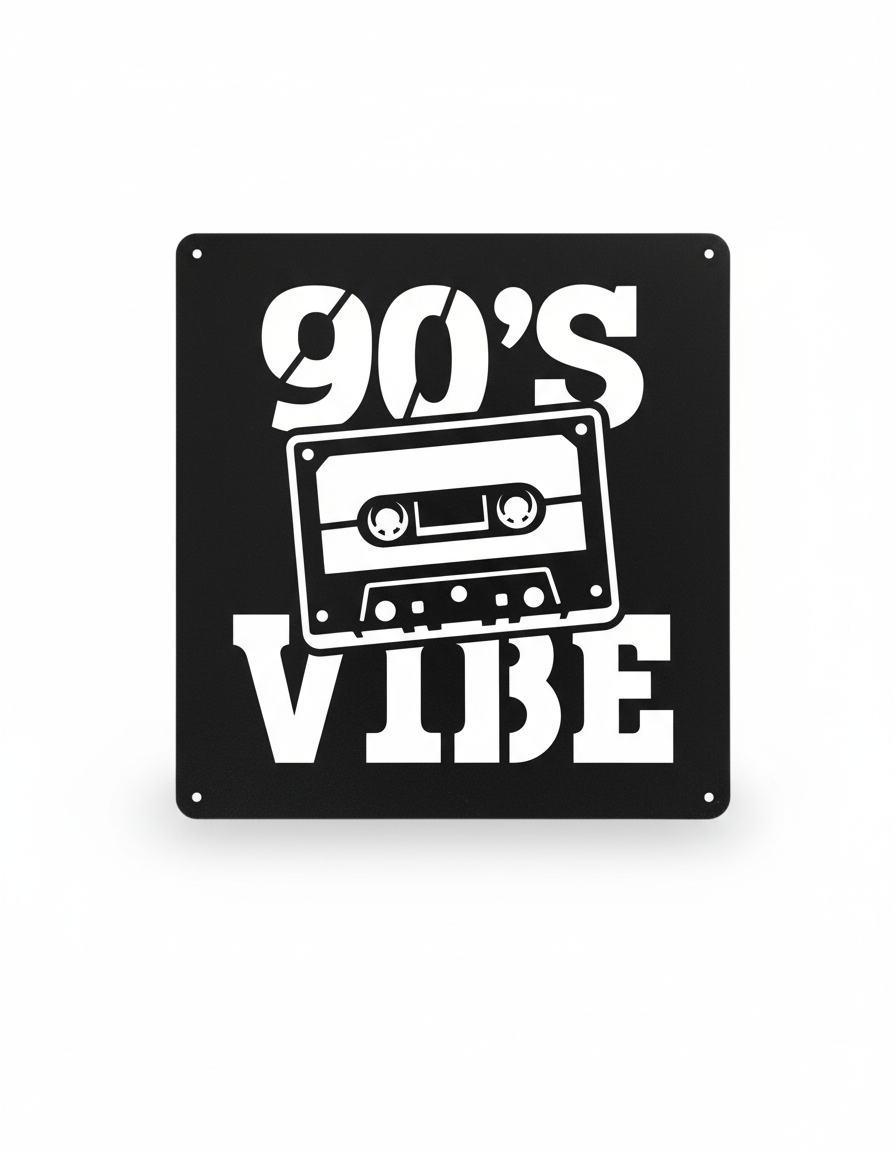 Black Metal Cassette Wall Art – Retro Vintage Games Room Decor, Powder-Coated Steel Sculpture