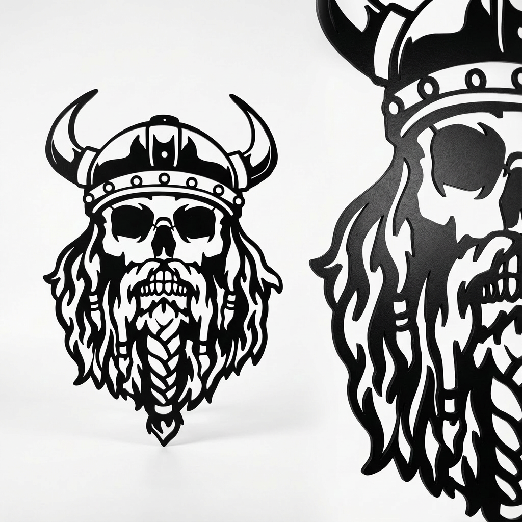Black Metal Viking Skull Wall Art, Nordic Decor