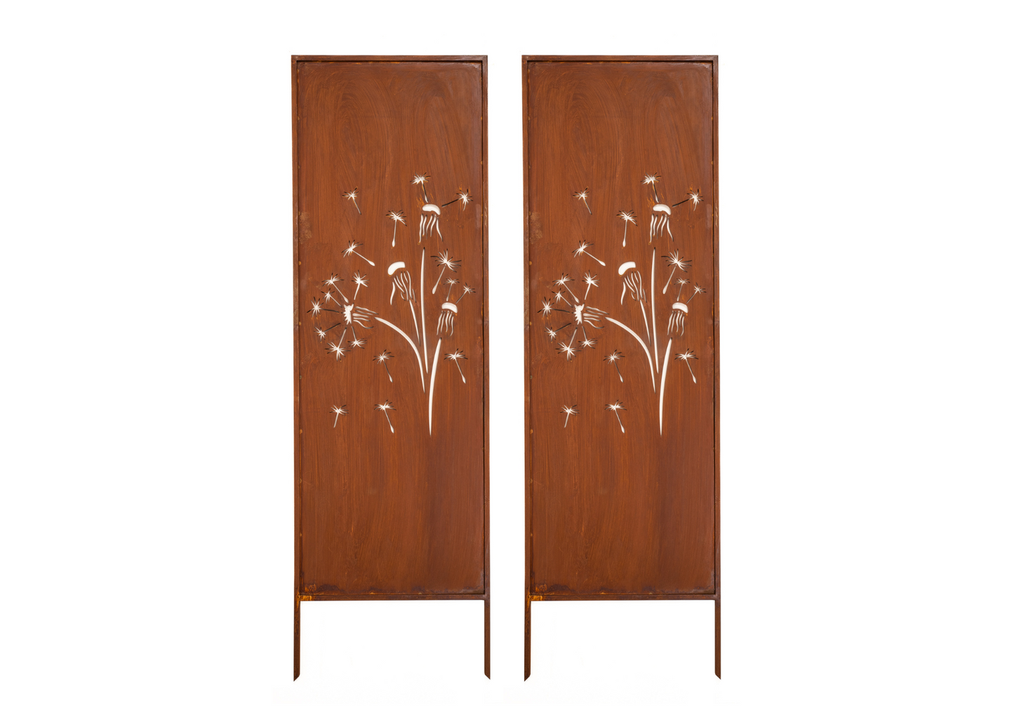 Rusty Steel Dandelion Garden Screen – Decorative Metal Privacy Panel for Outdoor & Patio Corten Effect