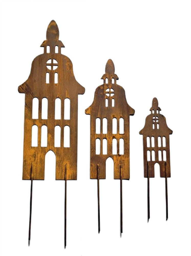 Rustic Metal House Garden Decor – Rusty Steel Bell Tower