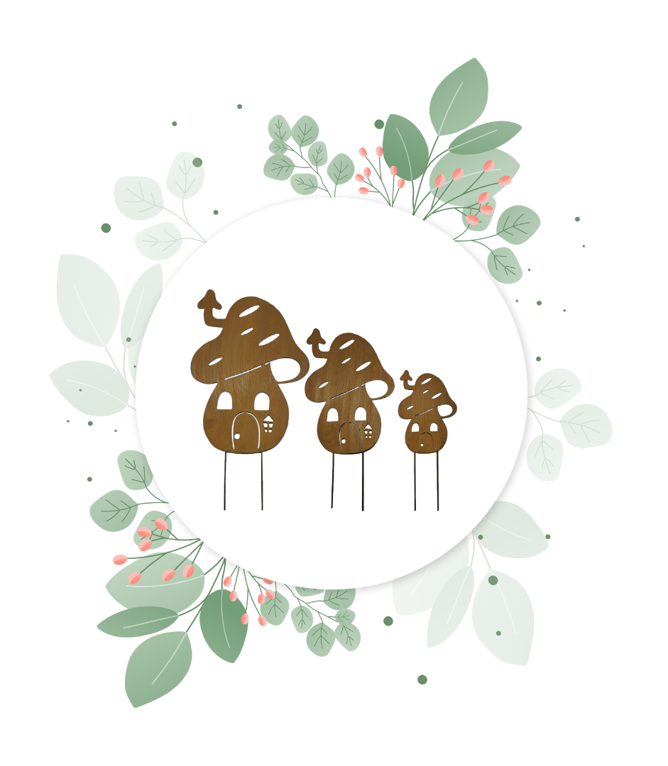 Rustic Metal Mushroom Garden Stake – Corten Steel Outdoor Decor