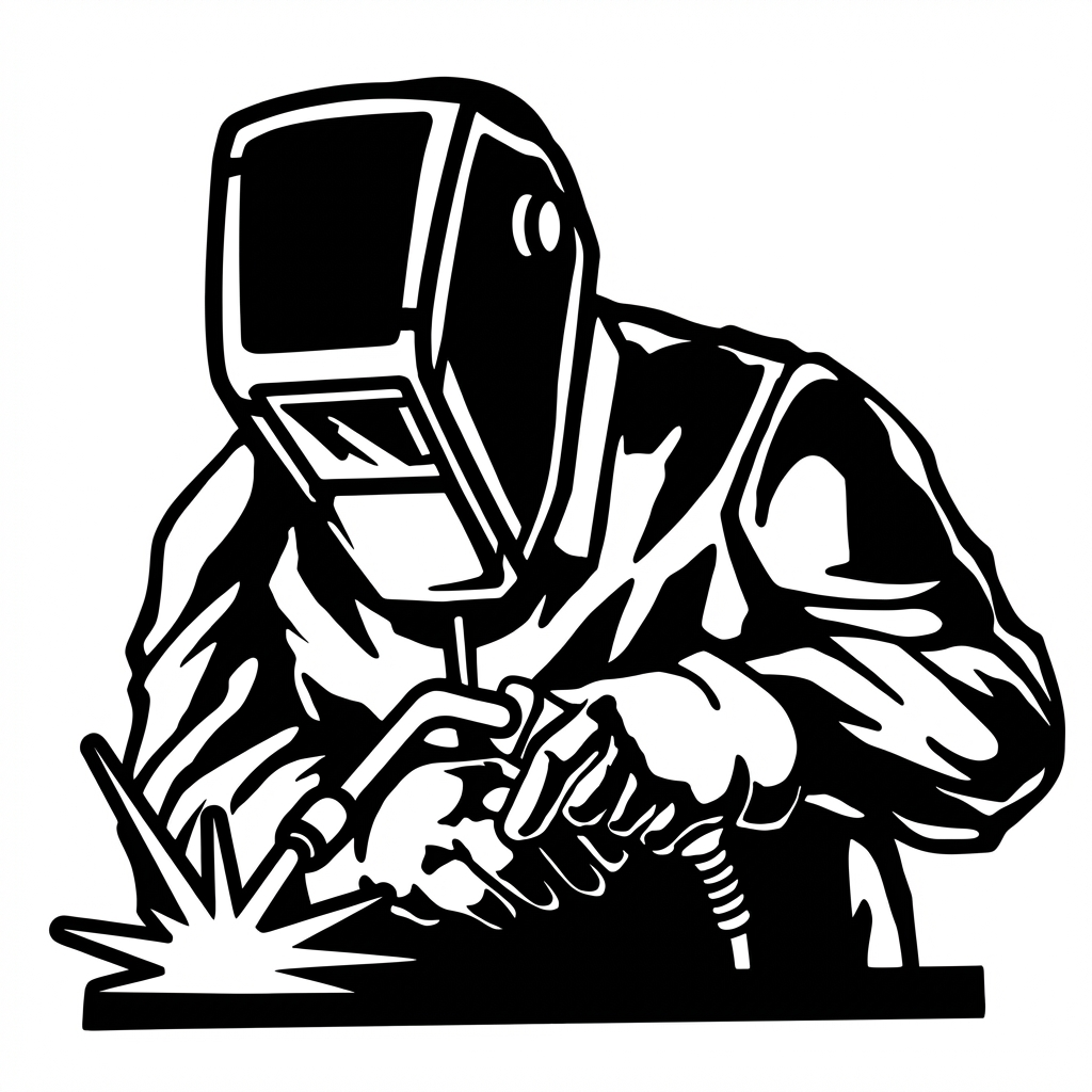 Black Metal Welder Wall Art – Unique Cut-Out Design, Powder-Coated Steel Sculpture, Industrial Home Decor