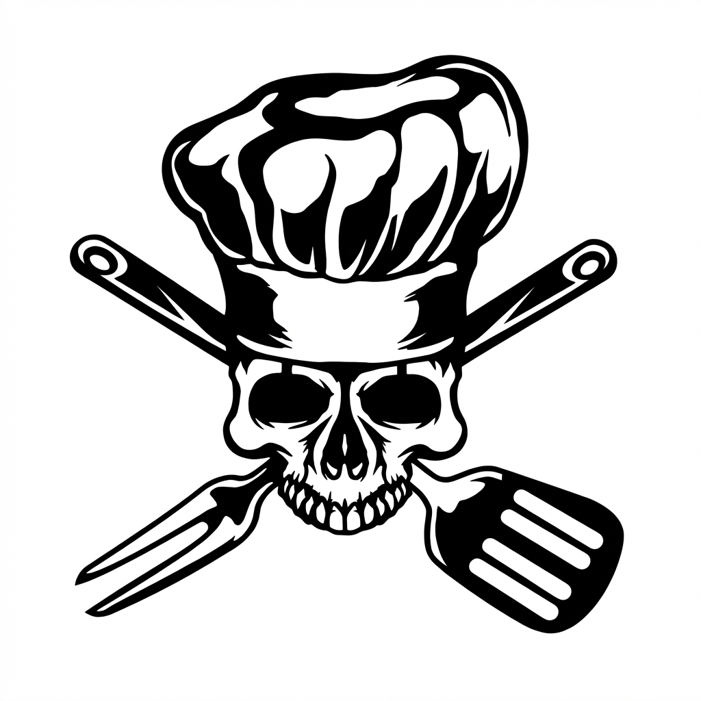 Metal Chef Skull Wall Art – Black Kitchen Wall Decor | Modern Loft Style