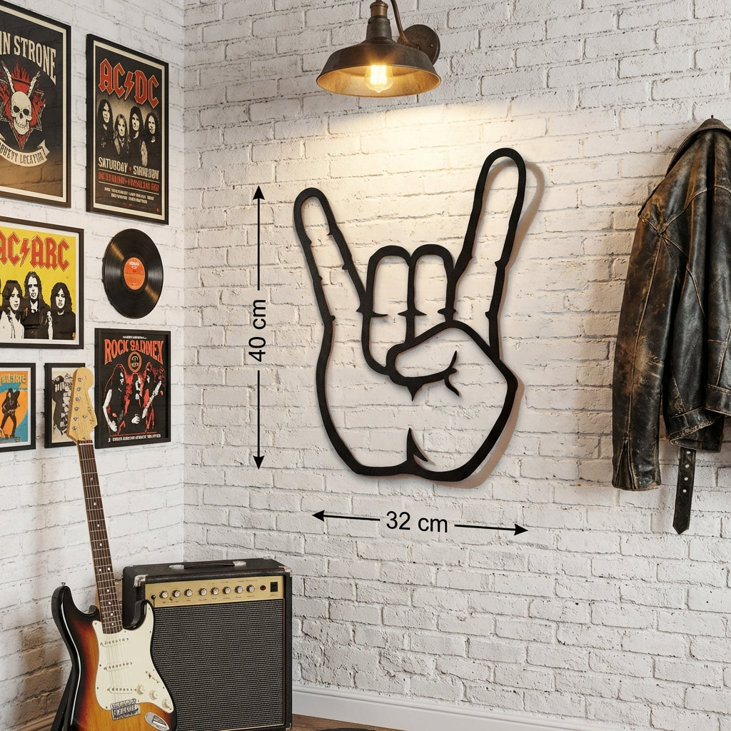 Rock Hand Metal Wall Art – Laser Cut "Hell Yea" Sign