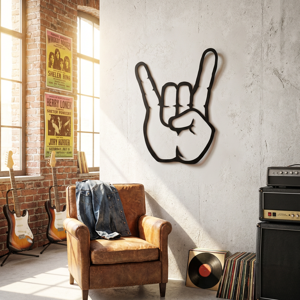 Rock Hand Metal Wall Art – Laser Cut "Hell Yea" Sign