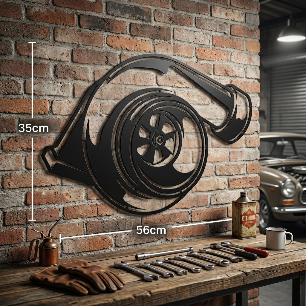 Turbo Metal Wall Art – Automotive Garage Decor