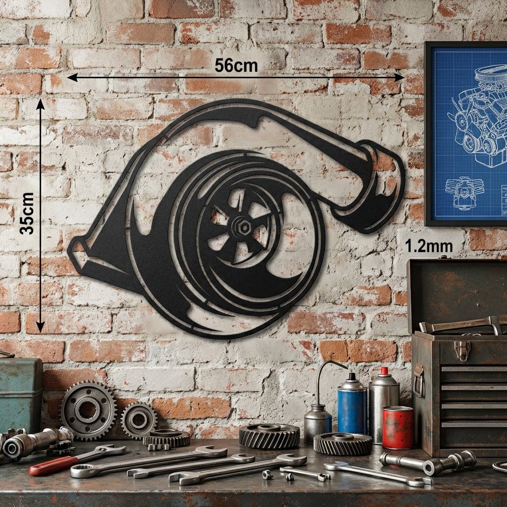 Turbo Metal Wall Art – Automotive Garage Decor