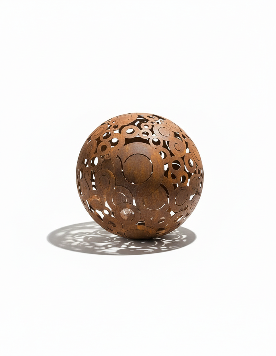 Sphère Décorative en Métal, Infini ajouré, Ornement de Jardin Rustique Loft
