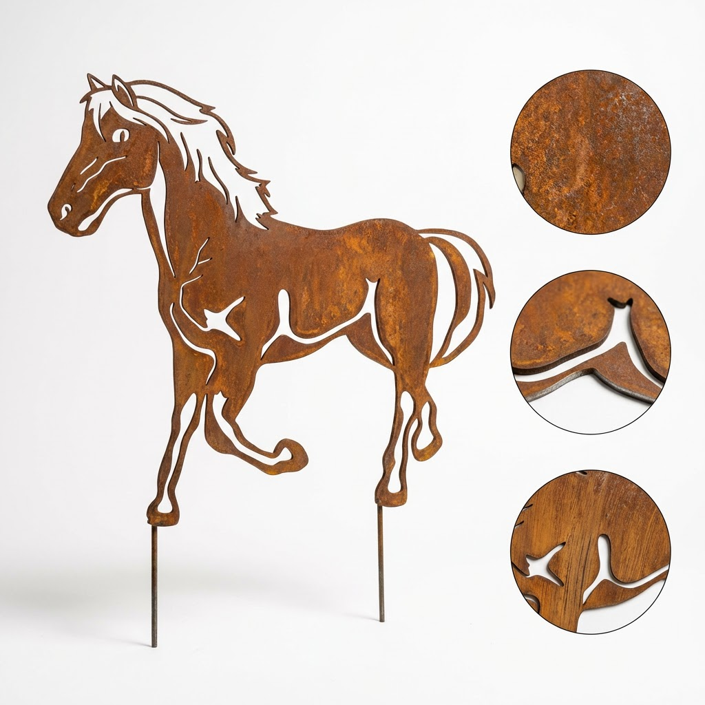 Various Corten Steel Horse Sculptures - Rustic Garden Art
