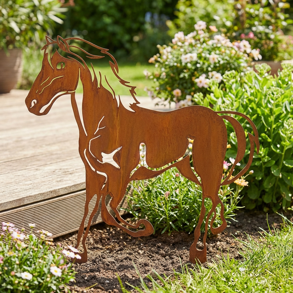 Various Corten Steel Horse Sculptures - Rustic Garden Art