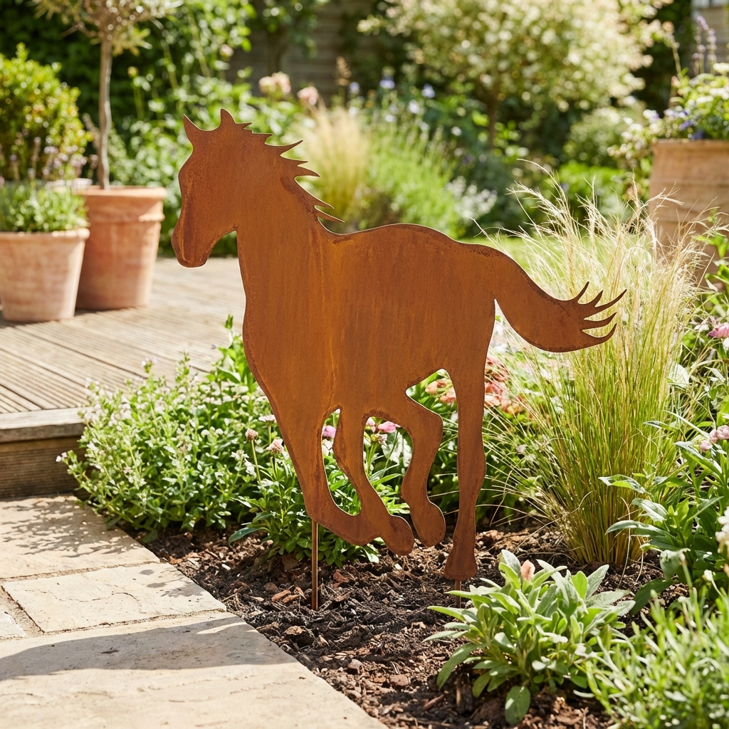Various Corten Steel Horse Sculptures - Rustic Garden Art