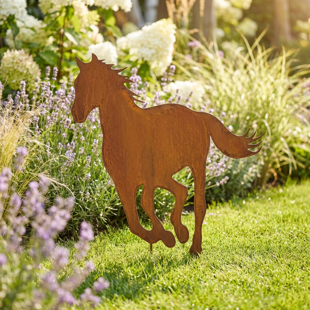 Various Corten Steel Horse Sculptures - Rustic Garden Art