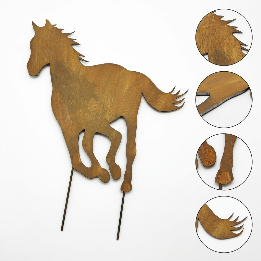 Various Corten Steel Horse Sculptures - Rustic Garden Art