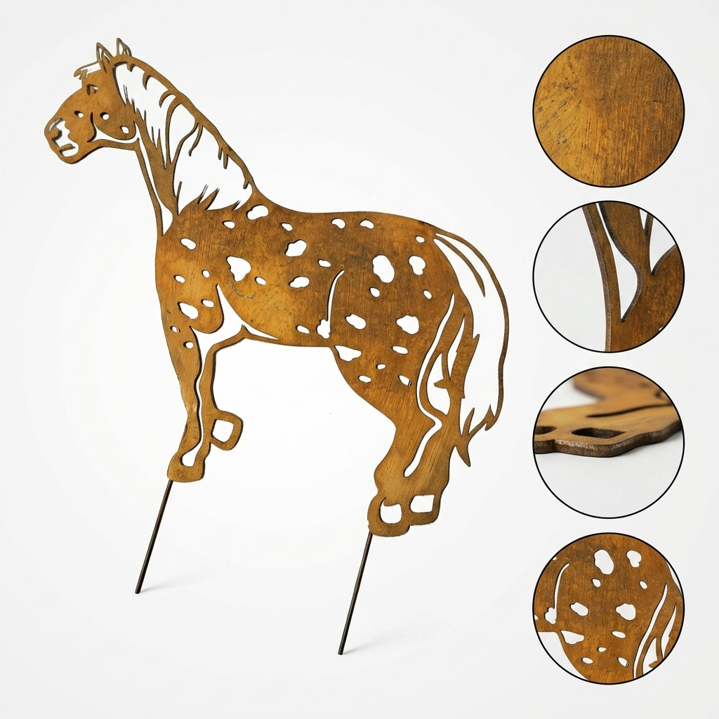 Various Corten Steel Horse Sculptures - Rustic Garden Art