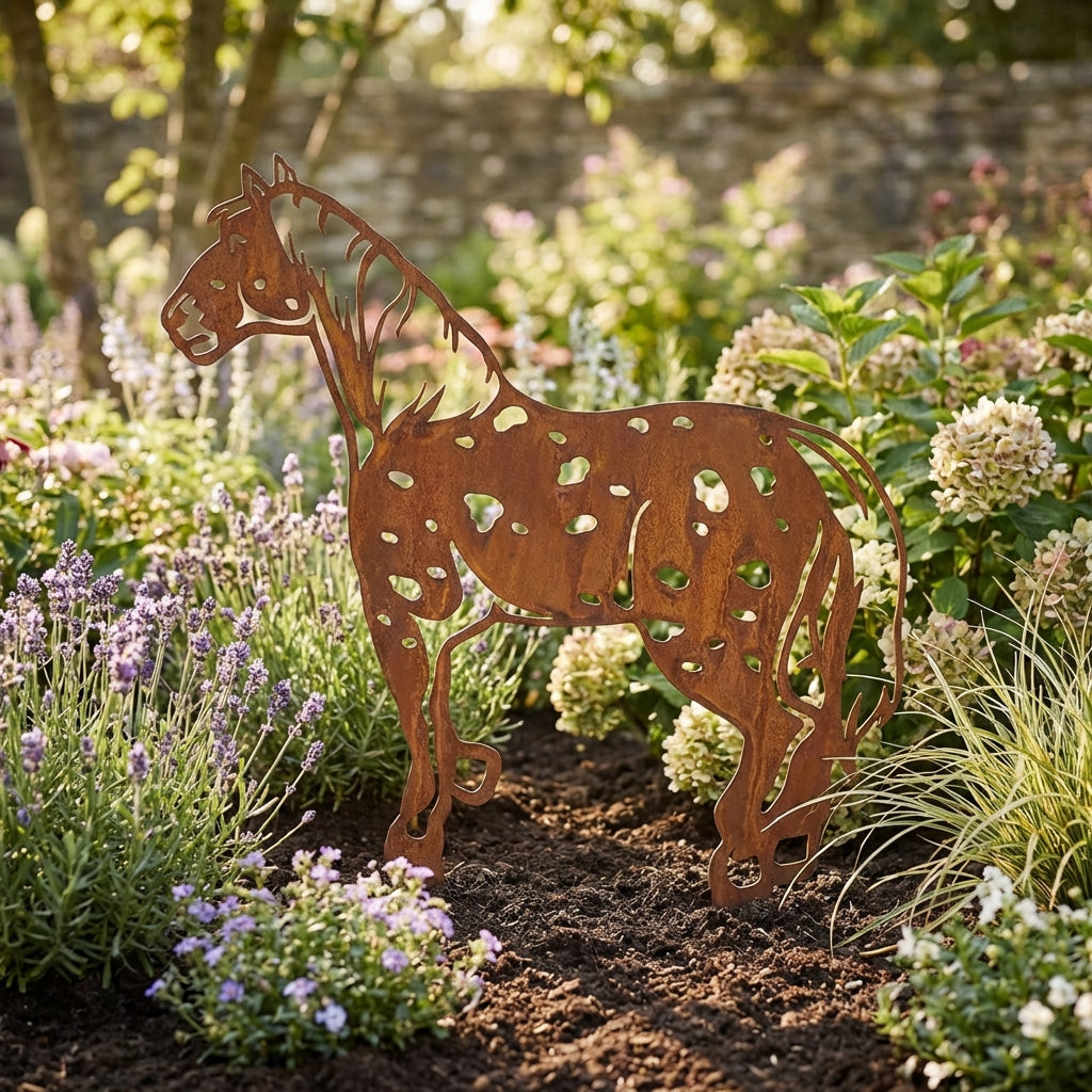 Various Corten Steel Horse Sculptures - Rustic Garden Art