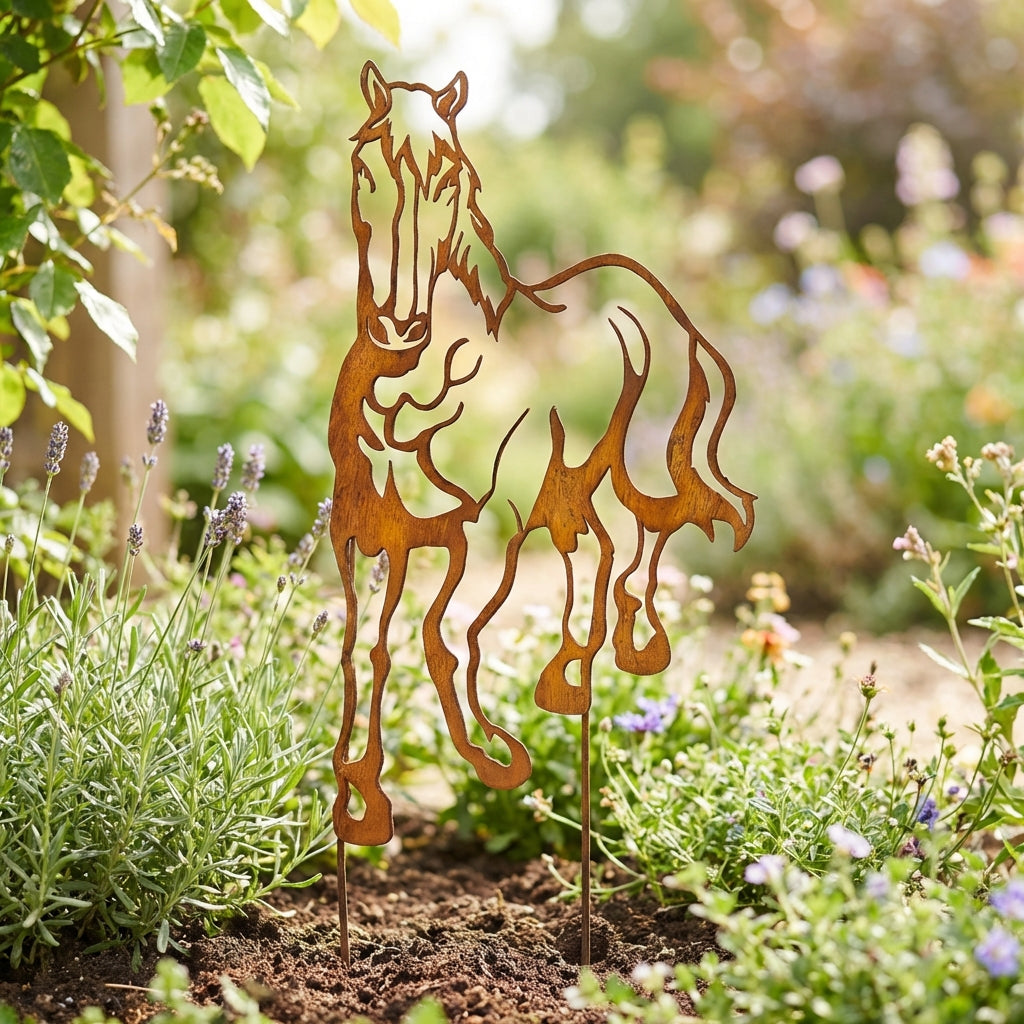 Various Corten Steel Horse Sculptures - Rustic Garden Art