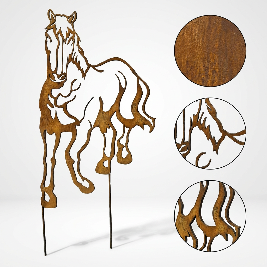 Various Corten Steel Horse Sculptures - Rustic Garden Art
