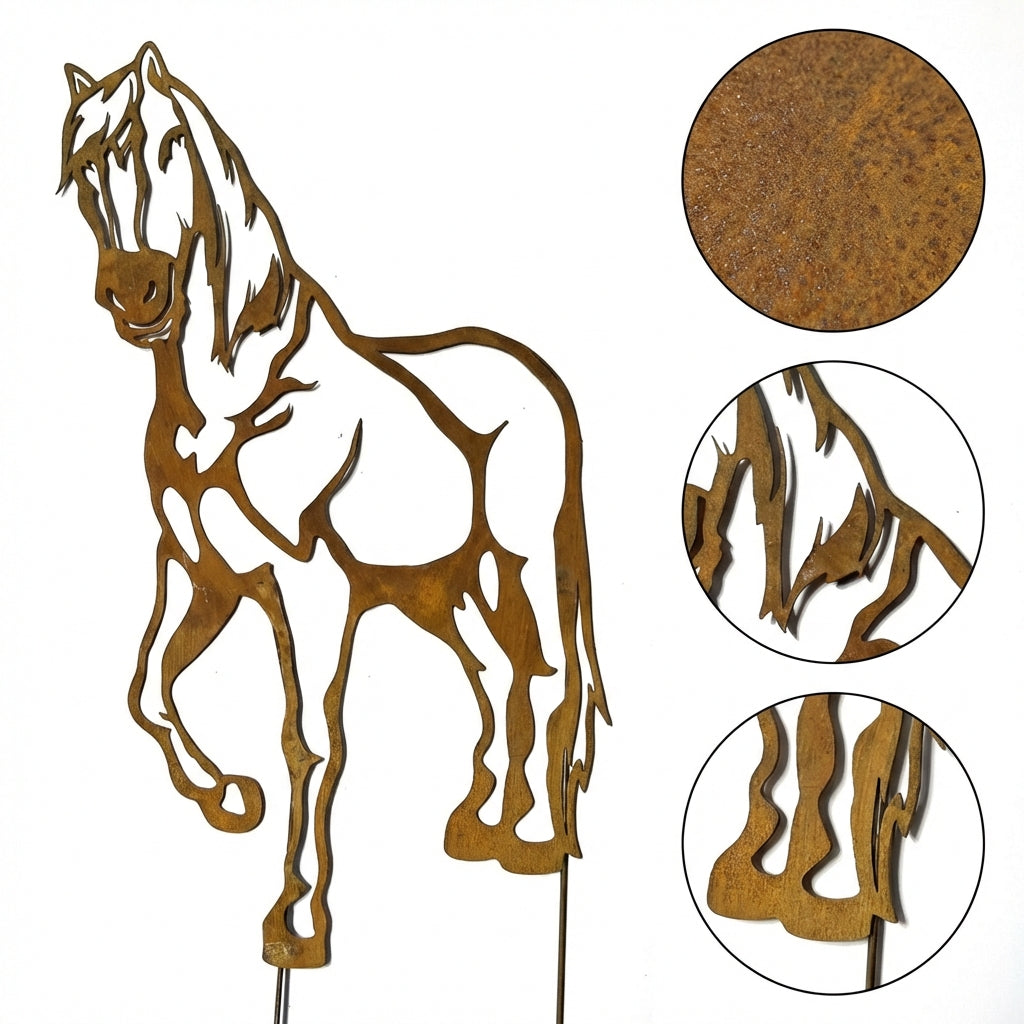 Various Corten Steel Horse Sculptures - Rustic Garden Art