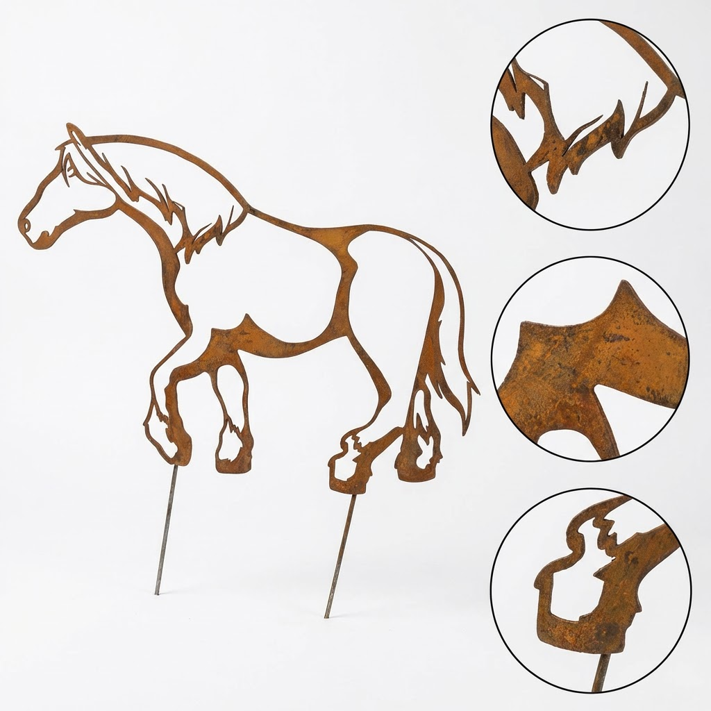 Various Corten Steel Horse Sculptures - Rustic Garden Art