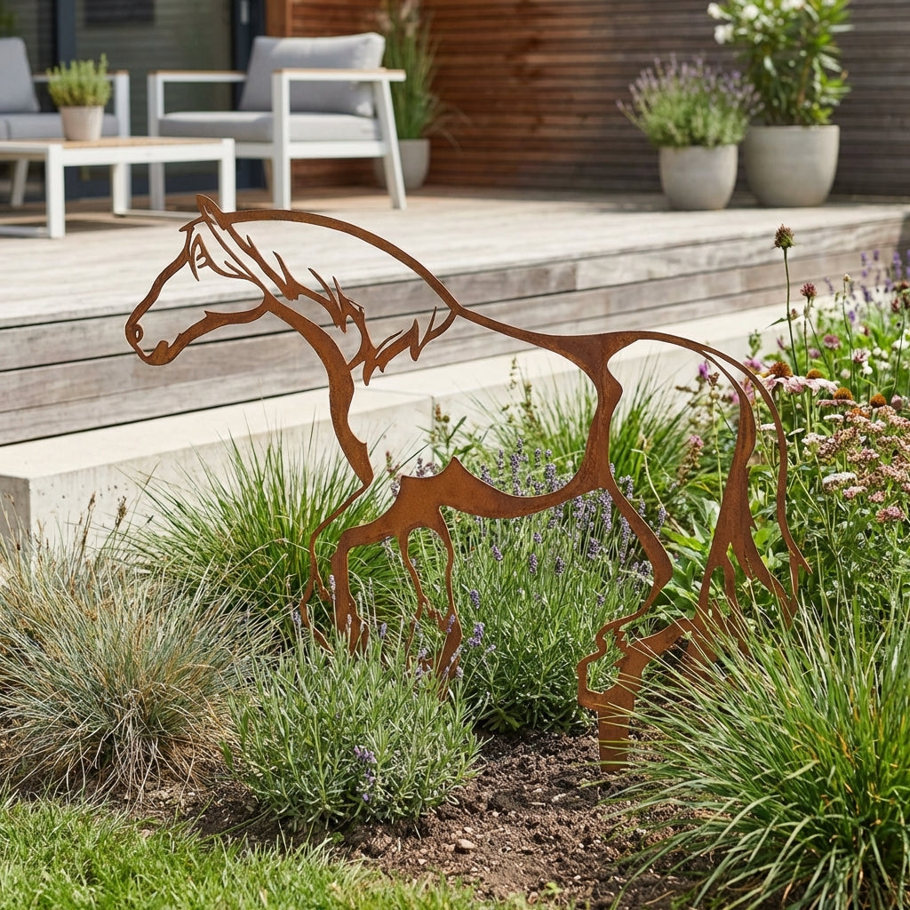Various Corten Steel Horse Sculptures - Rustic Garden Art