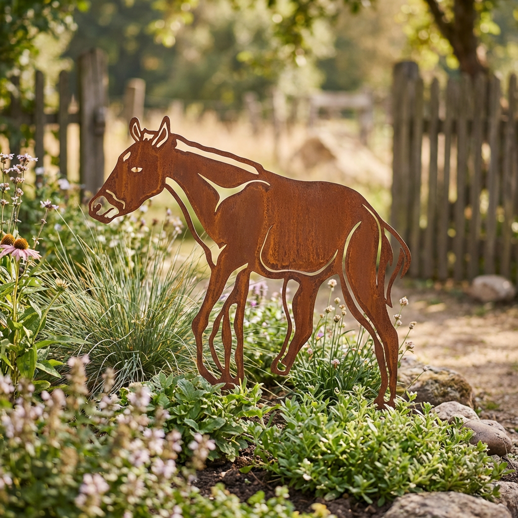Various Corten Steel Horse Sculptures - Rustic Garden Art