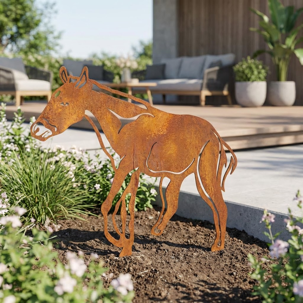 Various Corten Steel Horse Sculptures - Rustic Garden Art