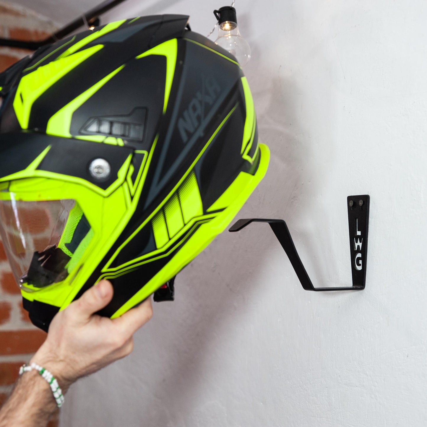Motorcycle Helmet Holder – Wall Mount Hook – Heavy-Duty Steel, Powder-Coated Black