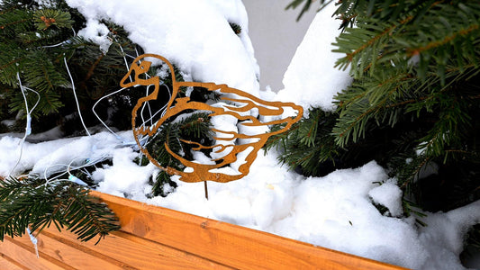 Rustic Steel Duck Sculpture, Corten Effect, Garden Art