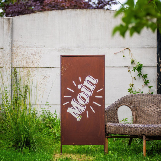 Rustic Metal Garden Screen – Corten Effect Steel Privacy Panel "Moin" ver.2