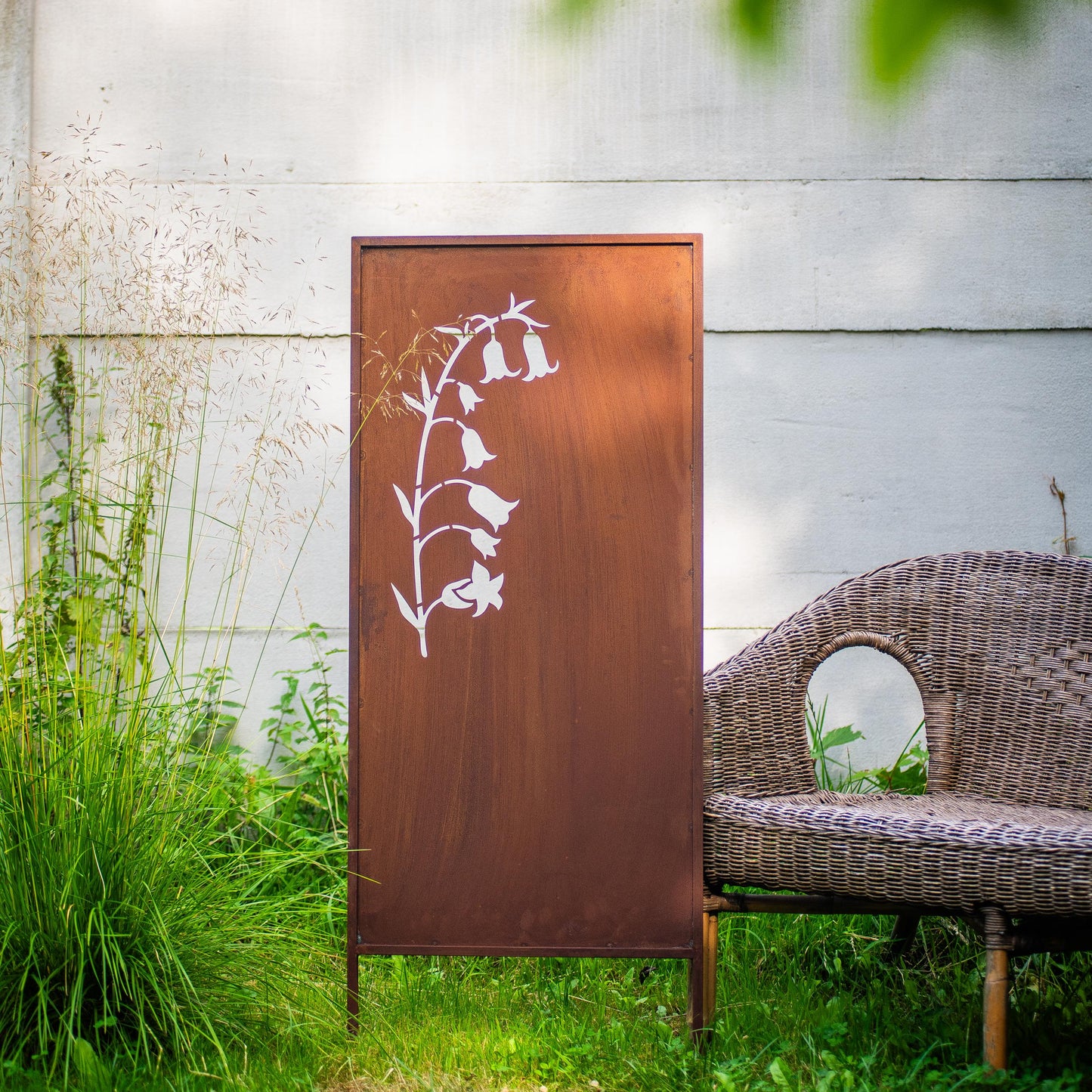 Rustic Metal Garden Screen – Corten Effect Steel Privacy Panel Lily of The Valley