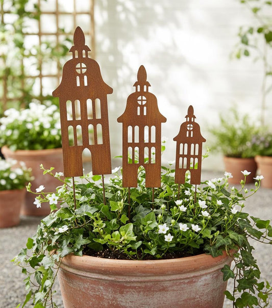 Rustic Metal House Garden Decor – Rusty Steel Bell Tower