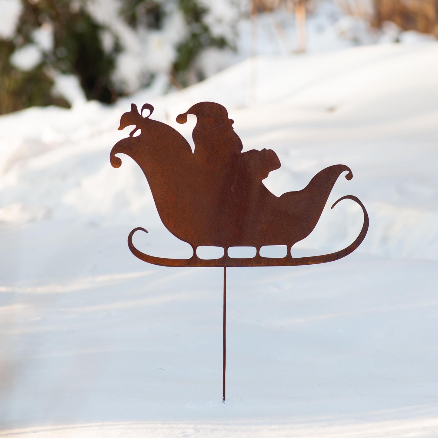 Christmas Decorations Corten Steel Effect - Santa Claus, Reindeers