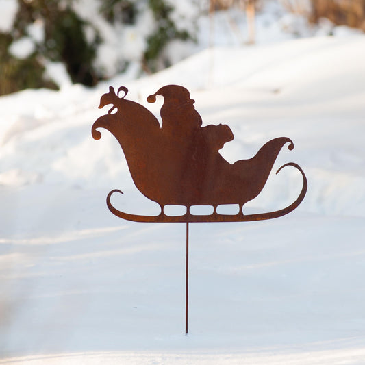 Christmas Decorations Corten Steel Effect - Santa Claus, Reindeers