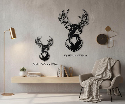 Black Metal Deer Wall Art – Elegant Animal Decoration, Modern Powder-Coated Steel Artwork