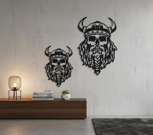 Black Metal Viking Skull Wall Art, Nordic Decor