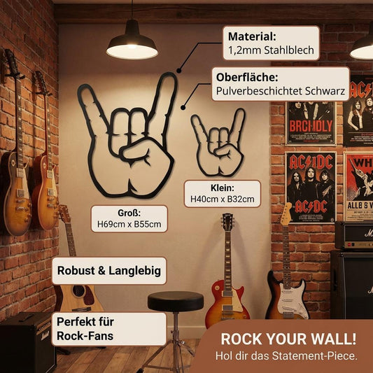 Rock Hand Metal Wall Art – Laser Cut "Hell Yea" Sign